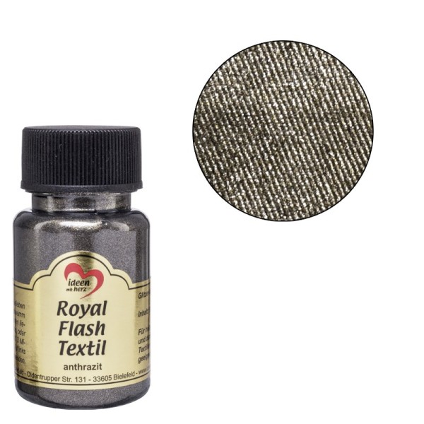 Royal Flash Textil, Glitzer-Metallic-Farbe, 50 ml, anthrazit