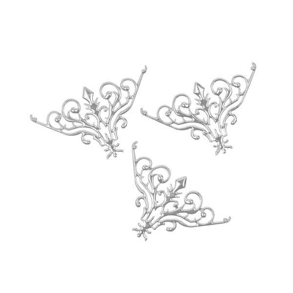 Metall-Ornamente, Design 29, 7,7cm x 4,8cm, silber, 3 Stück