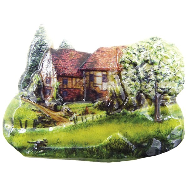 Wachsornament Sommerdörfer 7, farbig, geprägt, 8cm
