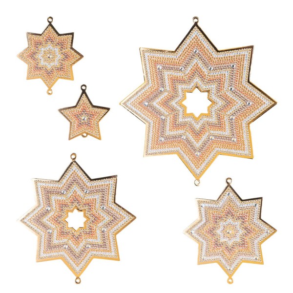 Diamond-Painting-Fensterbilder Sterne, Klassik 2, versch. Größen, doppelseitig, 5 Stück