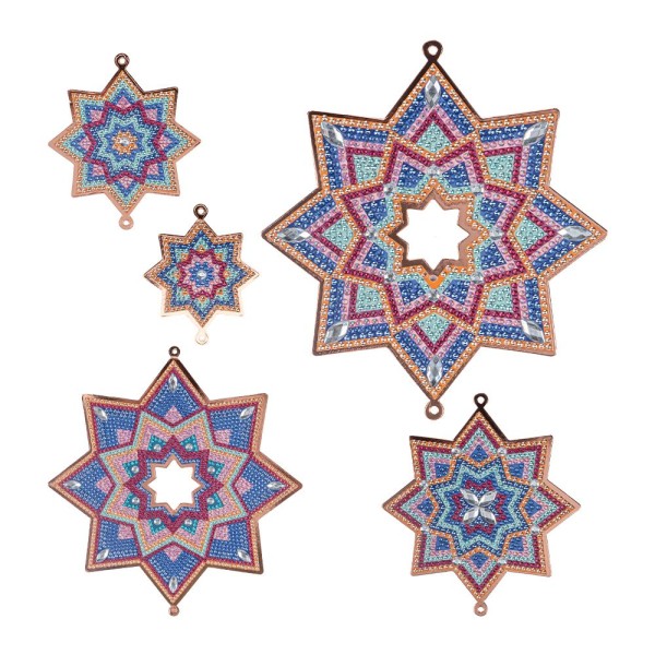 Diamond-Painting-Fensterbilder Sterne, Modern 1, versch. Größen, doppelseitig, 5 Stück