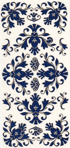 Microglitter-Sticker, Schnörkelornament 2, blau