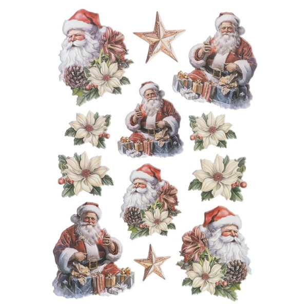 3-D Relief-Sticker, Weihnachtsmänner 3, verschiedene Größen, selbstklebend