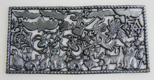 Wachsornamente Fledermäuse & Katzen, schwarz-perlmutt, 8 x 16 cm