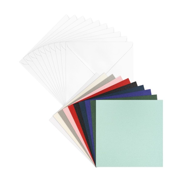 Grußkarten & Umschläge, Textur 1, 11cm x 11cm, 10 Farben, 20-teilig