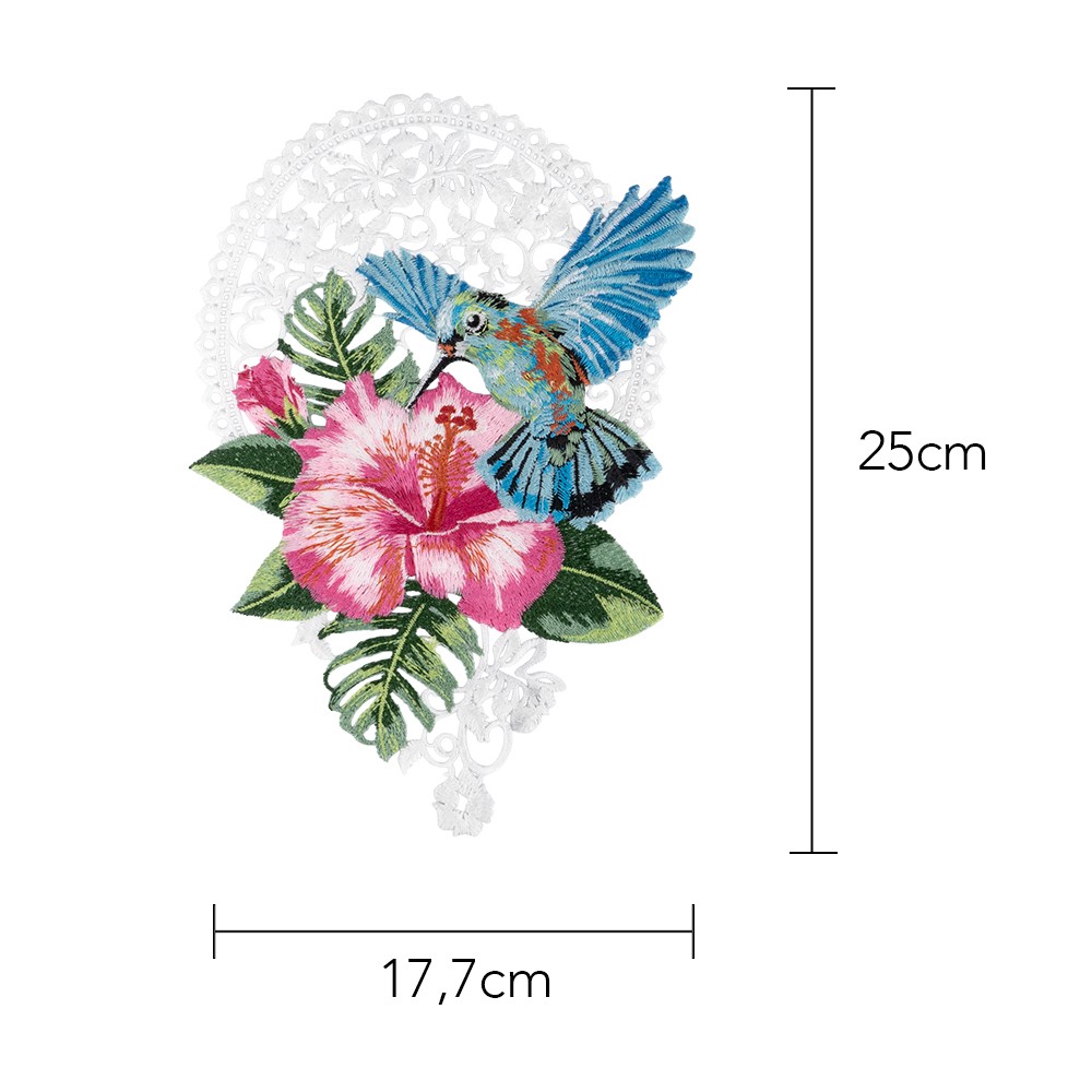 Stick-Design XL, Kolibri mit Hibiskus, 25cm x 17,7cm, farbig, mit  Aufhänge-Öse, Stick-Designs, Deko-Artikel, Deko- & Geschenkartikel