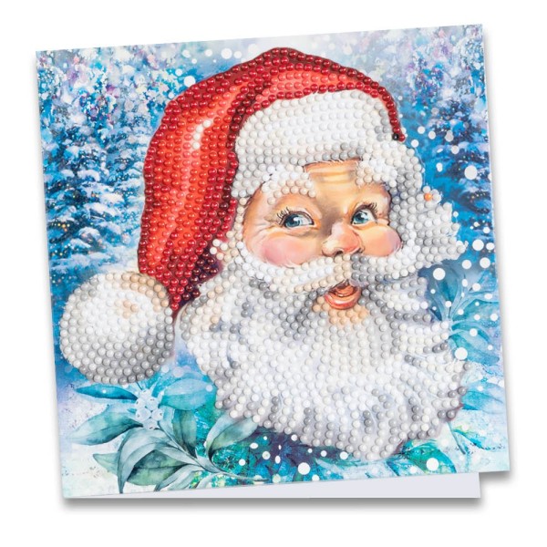 Diamond-Painting-Grußkarte, Weihnachtsmann 2, 16cm x 16cm, inkl. Zubehör
