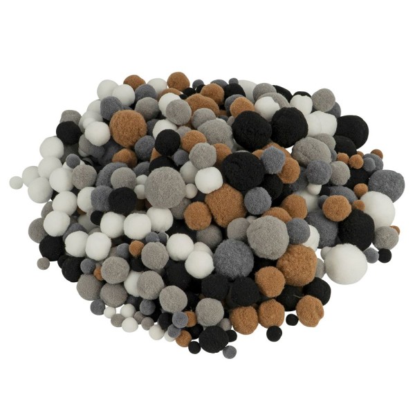 Pompons, Edle Farbtöne, versch. Farben und Größen, 500 Stück