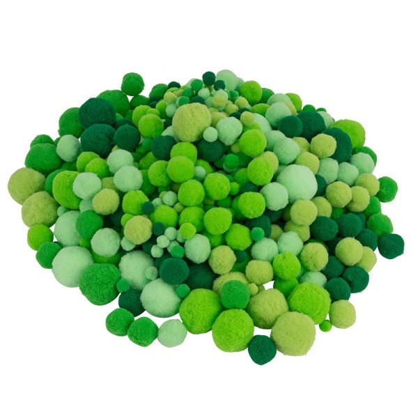 Pompons, Grüntöne, versch. Farben und Größen, 500 Stück