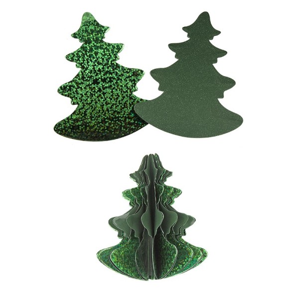 Waben-Stanzteile, Tanne, holografie-grün/grün, 7cm x 8,5cm, 100 Stück