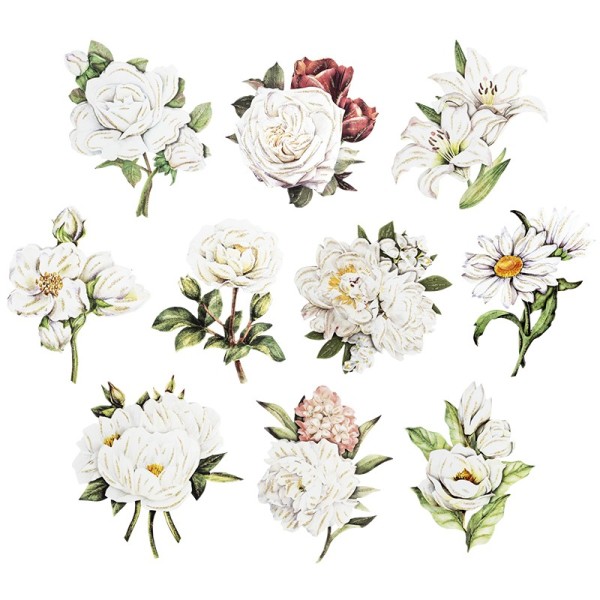 3-D Motive, Blumen in Weiß, 7-11cm, 10 Motive