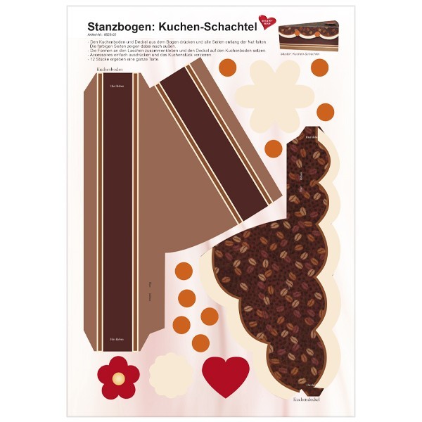 Stanzbogen, Kuchen-Schachtel, DIN A4, Design 2