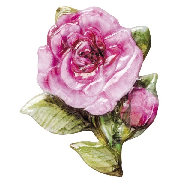 Wachsornament Rosengarten 6, farbig, geprägt, 6-7cm
