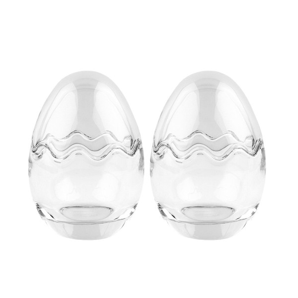 Glas-Eier, 2-teilig, Ø 6,4cm, 9,1cm hoch, abnehmbarer Deckel, klar, 2 Stück
