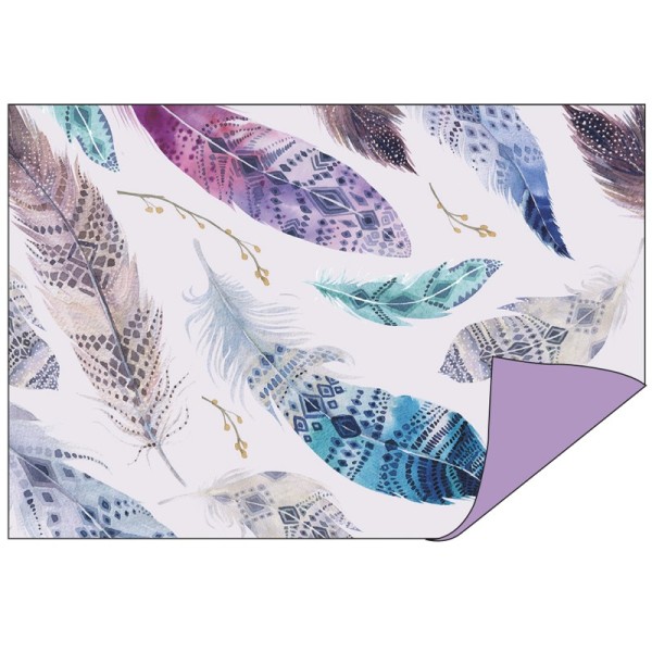 Faltpapiere Duo-Design 13, 10cm x 15cm, Federn/violett, 50 Stück