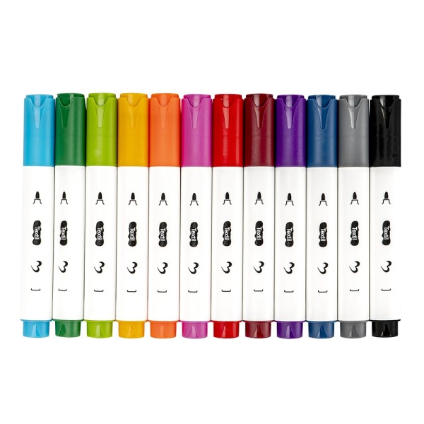 Textil-Marker, 12 Farben, mit einer feinen, dünnen Spitze, 12 Stück