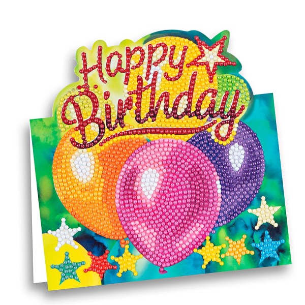 Diamond-Painting-Aufstellkarte, Happy Birthday, 16,3cm x 16cm, inkl. Umschlag & Werkzeug