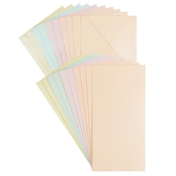 Grußkarten, Perlmutt, 21cm x 10,5cm, 250 g/m², 5 versch. Farben, inkl. Umschläge, 10 Stück