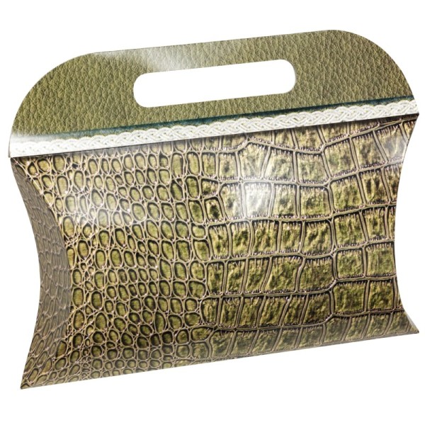 Geschenktasche Lederoptik, 16 x 20 x 4 cm, grün