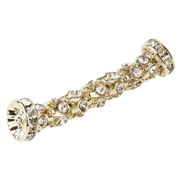 Stretchy Tubes, inkl. Strass-Rondelle, hellgold mit Strass, 4 cm, 4 Stk.