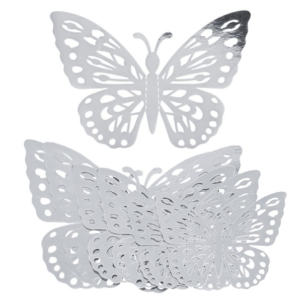Laser-Aufleger Schmetterlinge, Design 1, je 2 Stück in 3 Größen, silber, spiegelnd, 6 Stück
