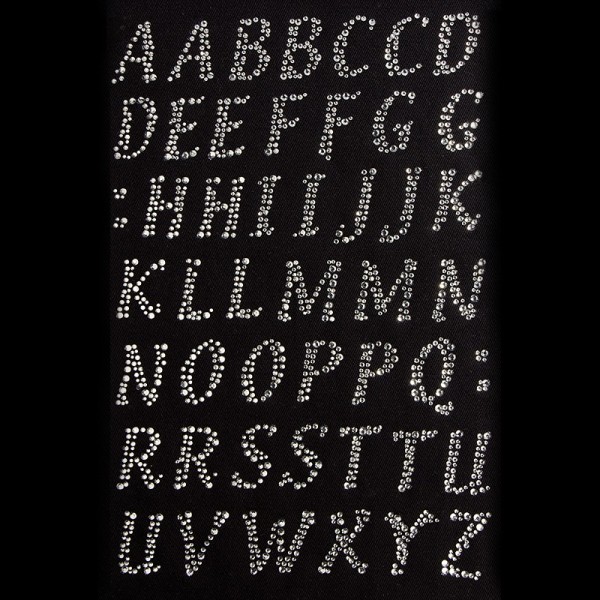 Bügelstrass-Design, DIN A4, Alphabet, anthrazit