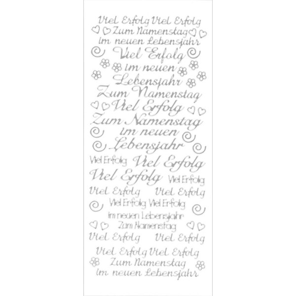 Sticker, Schrift, Viel Erfolg, silber