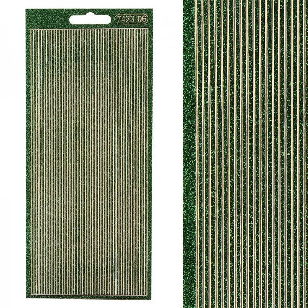 Microglitter-Sticker, Linien, 2mm, grün