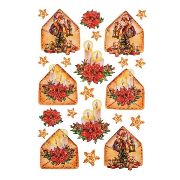 3-D Relief-Sticker, Weihnachtspost 1, verschiedene Größen, selbstklebend