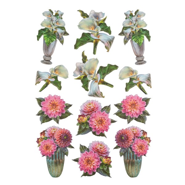 3-D Relief-Sticker, Stilvolle Blumenvasen 2, Design 3, verschiedene Größen, selbstklebend