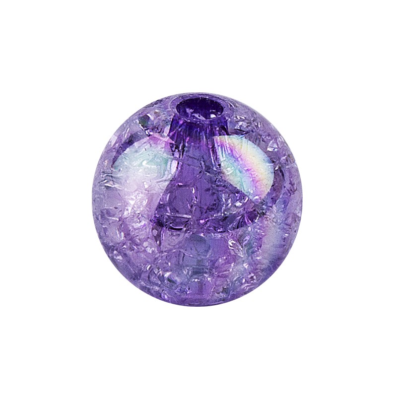 15 Crackle Glasperlen 10mm violett 