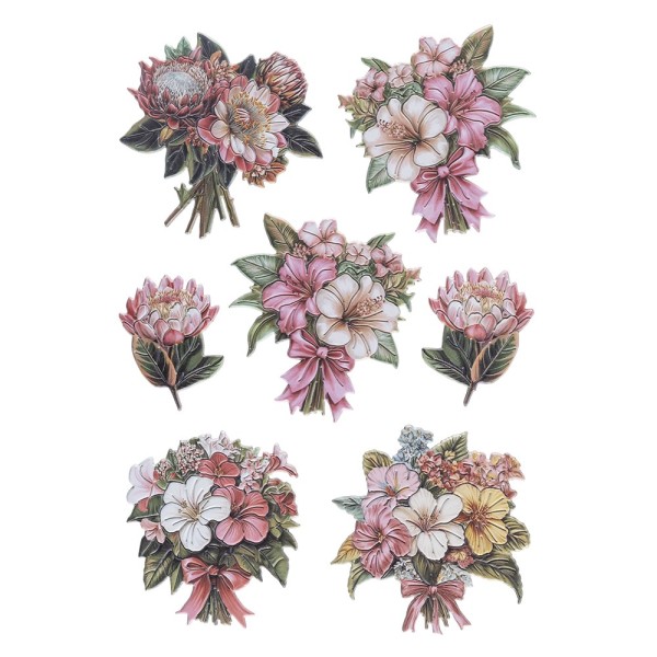 3-D Relief-Sticker, Blumensträuße 4, verschiedene Größen, selbstklebend