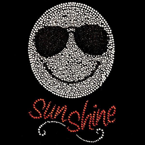 Bügelstrass-Design, DIN A4, mehrfarbig, Smiley "sunshine"