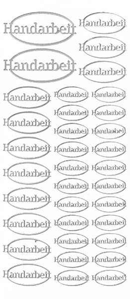 Sticker, Schrift Handarbeit, silber