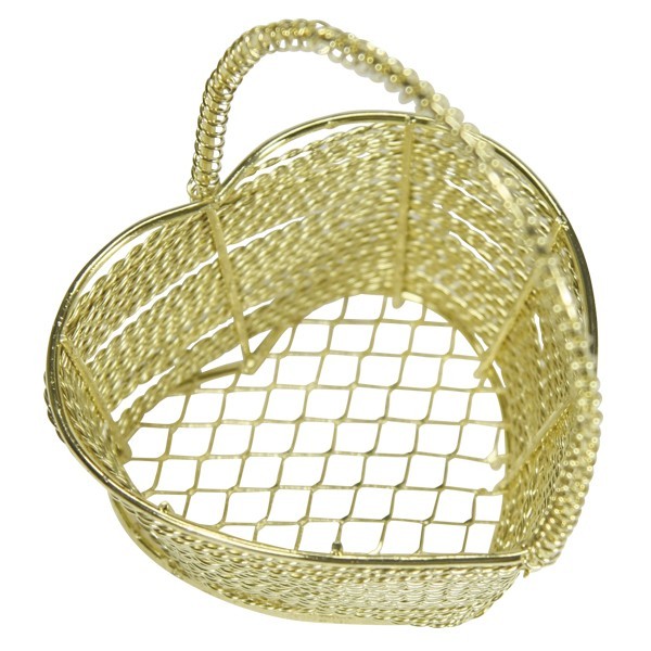 Edel-Drahtkörbchen, Herzform, 6,3x6,3x7,5 cm, 2 Stück, gold