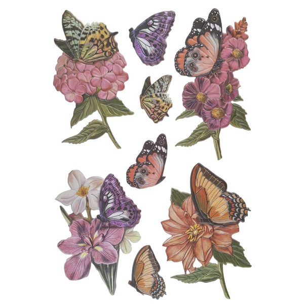 3-D Relief-Sticker, Schmetterlinge & Blumen 2, versch. Größen, selbstklebend