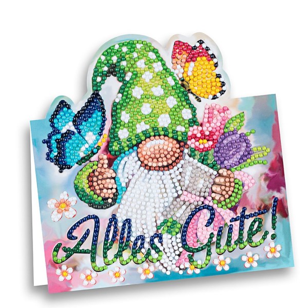 Diamond-Painting-Aufstellkarte, Alles Gute!, 16,3cm x 16cm, inkl. Umschlag & Werkzeug