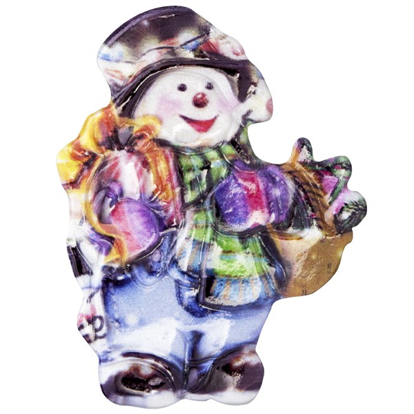 Wachsornament Fröhl. Schneemänner 5, farbig, geprägt, 6-8cm
