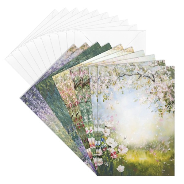 Motiv-Grußkarten, Gartenlandschaften, 11,5cm x 16cm, 5 Designs, inkl. Umschläge, 10 Stück