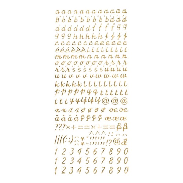 Sticker, Alphabet 3, Kleinbuchstaben, Perlmuttfolie, gold