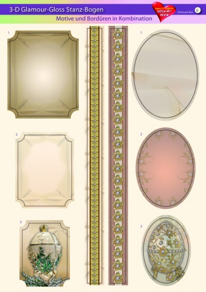 3-D GlamourGloss Bogen, Schmuck-Eier, DIN A4, Motiv 6