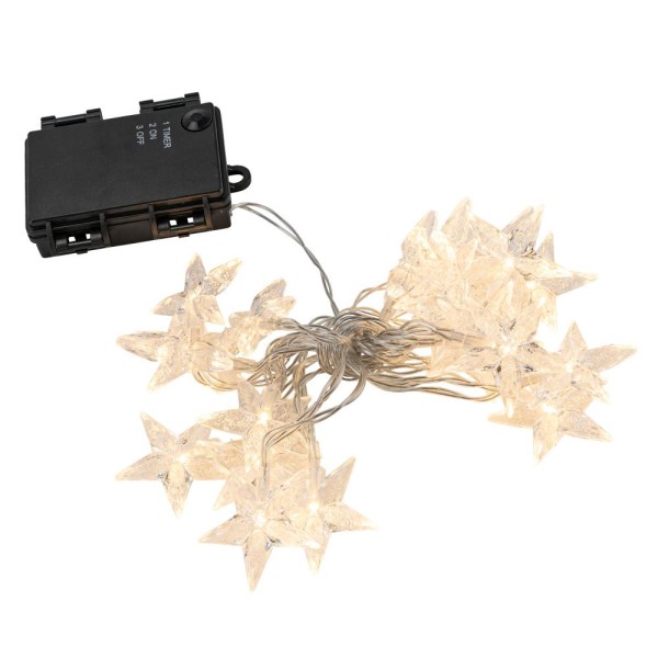 LED-Lichterkette, Sterne, 20 LEDs in Warmweiß, 2,20m lang, inkl. Timer,