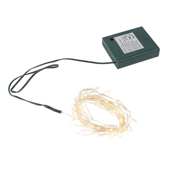 LED-Cluster-Drahtlichterkette, 100 LEDs in Warmweiß, 2,5cm Lichtabstand, inkl. Timer