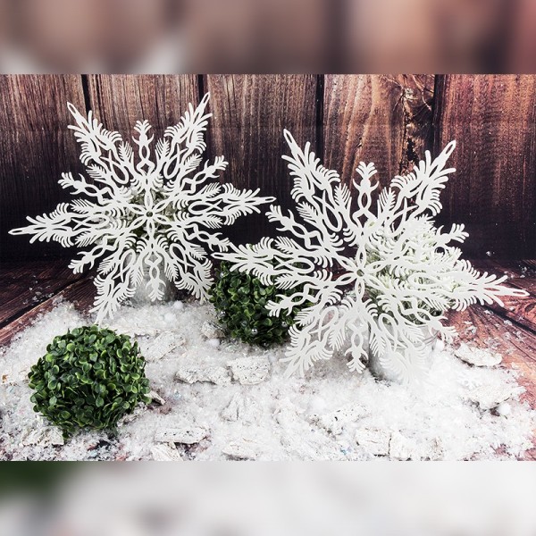 300 Mini Metall Schneeflocken 5mm Weiß - Bastelbedarf Für Weihnachtsdekoration