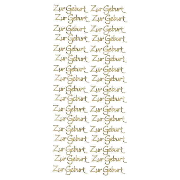 Sticker, Schrift, Zur Geburt, Spiegelfolie, gold