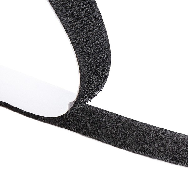 Klettband, selbstklebend, schwarz, 2 cm breit, Flausch- und Hakenband, 5m