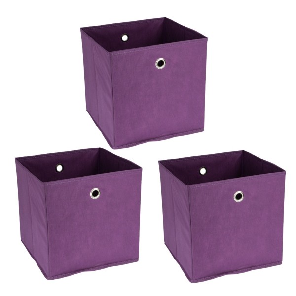 Faltbare Aufbewahrungsboxen, 30cm x 30cm x 30cm, violett, 3 Stück