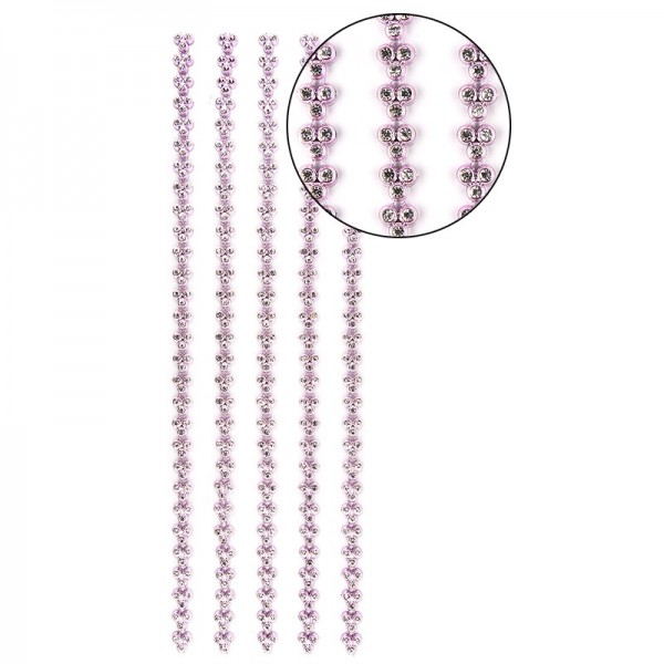 Premium-Schmuck-Bordüren "Strass-Trio", selbstklebend, 29cm, mit Glas-Kristallen, rosa