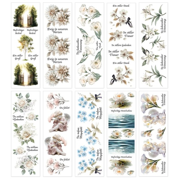 Premium-Transfers, Kondolenz & Schriften 2, 10cm x 30cm, farbig, 10 Bogen