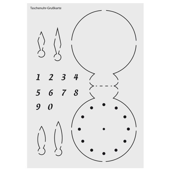 Design-Schablone Nr. 10 "Taschenuhr-Grußkarte", DIN A4